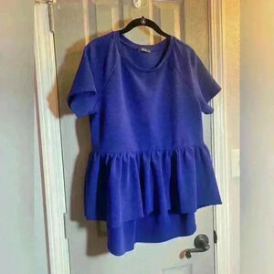 SHEIN Royal blue top with ruffle at bottom. Hi-Lo women’s size 0XL
